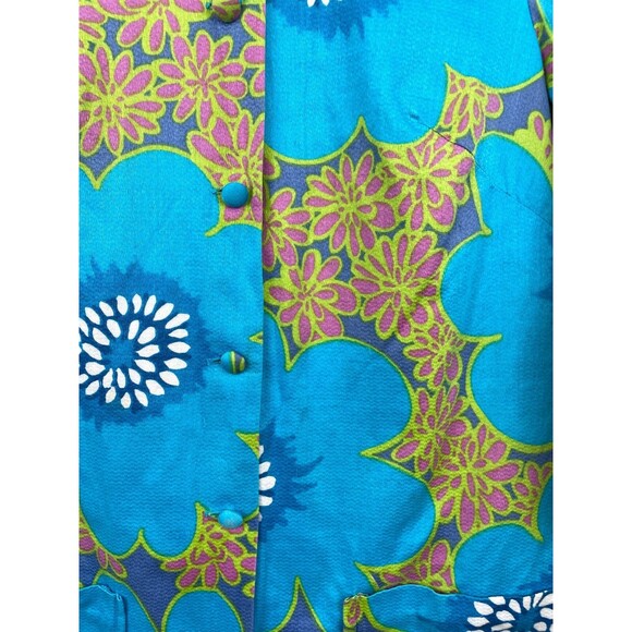 Vintage Paradise Hawaii Hawaiian Jacket Top Honolulu Blue Floral Women's Sz 10 - Picture 4 of 7